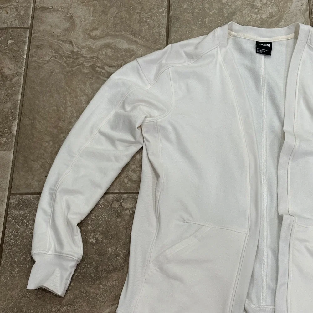 The North Face Womens White Open Front Fleece Cardigan Jacket Small
